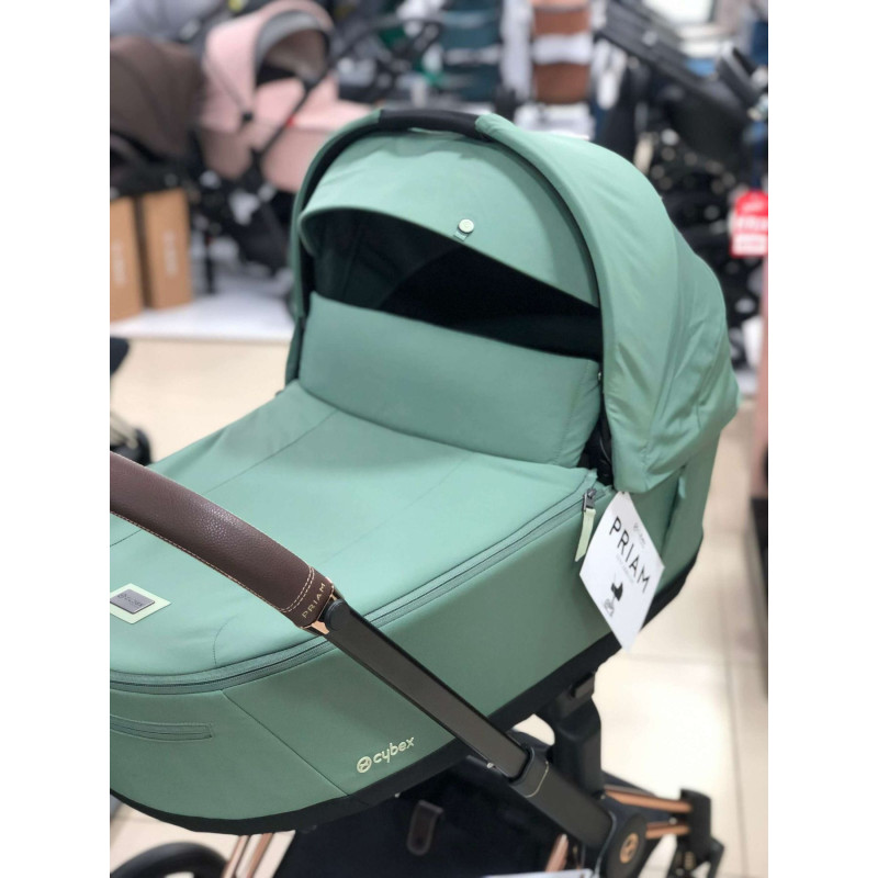Коляска 2 в 1 Cybex Priam 4.0 Rose Gold Leaf green