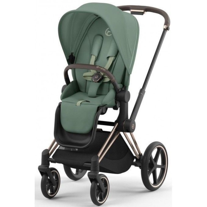 Коляска 2 в 1 Cybex Priam 4.0 Rose Gold Leaf green