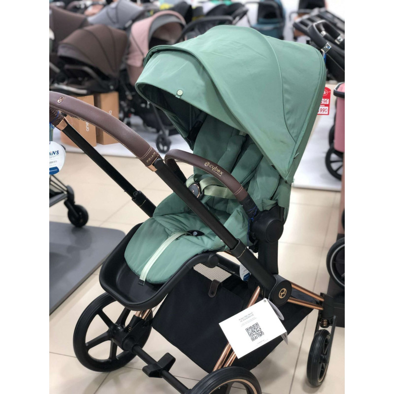 Коляска 2 в 1 Cybex Priam 4.0 Rose Gold Leaf green