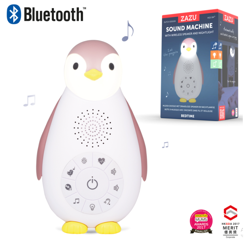 ЗОЄ Пінгвіня - Музичний нічник з Bluetooth колонкою та автоматичним відключенням (рожевий)
