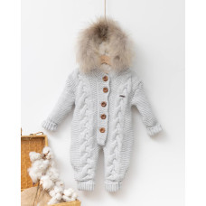 В'язаний комбінезон BabyMio 7039 6-9 міс. сірий