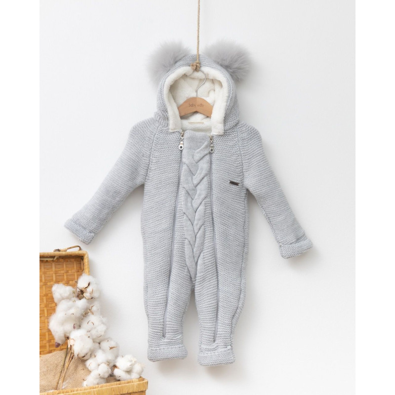 В'язаний комбінезон BabyMio 7042 3-6 міс. сірий