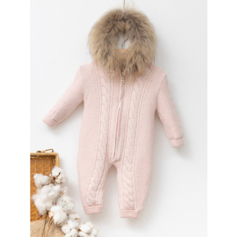 В'язаний комбінезон BabyMio 7035 3-6 міс. рожевий