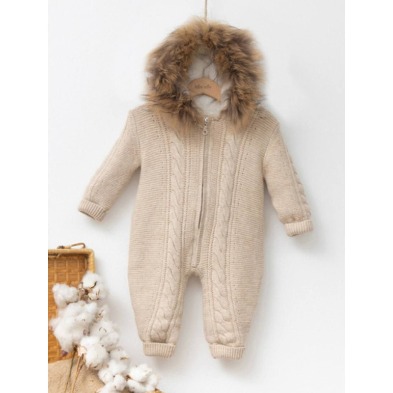 В'язаний комбінезон BabyMio 7035 6-9 міс. бежевий