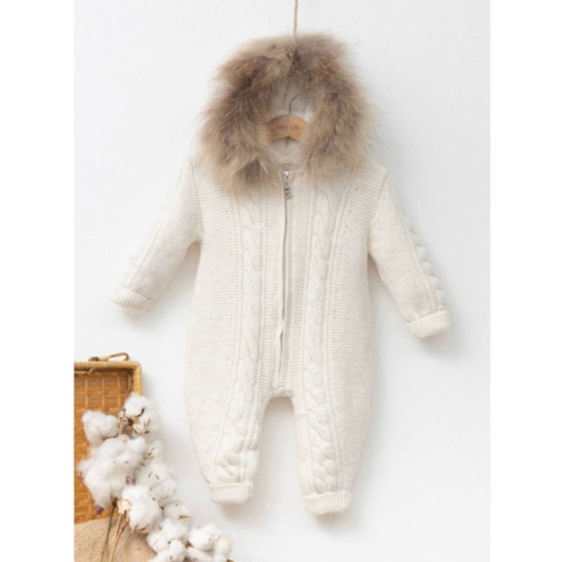В'язаний комбінезон BabyMio 7035 6-9 міс. молочний