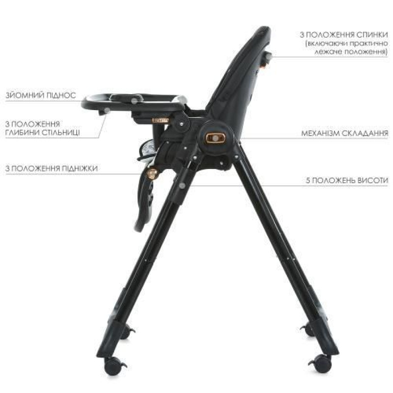 Стільчик ElCamino ME 1037-B CRYSTAL Black Gold
