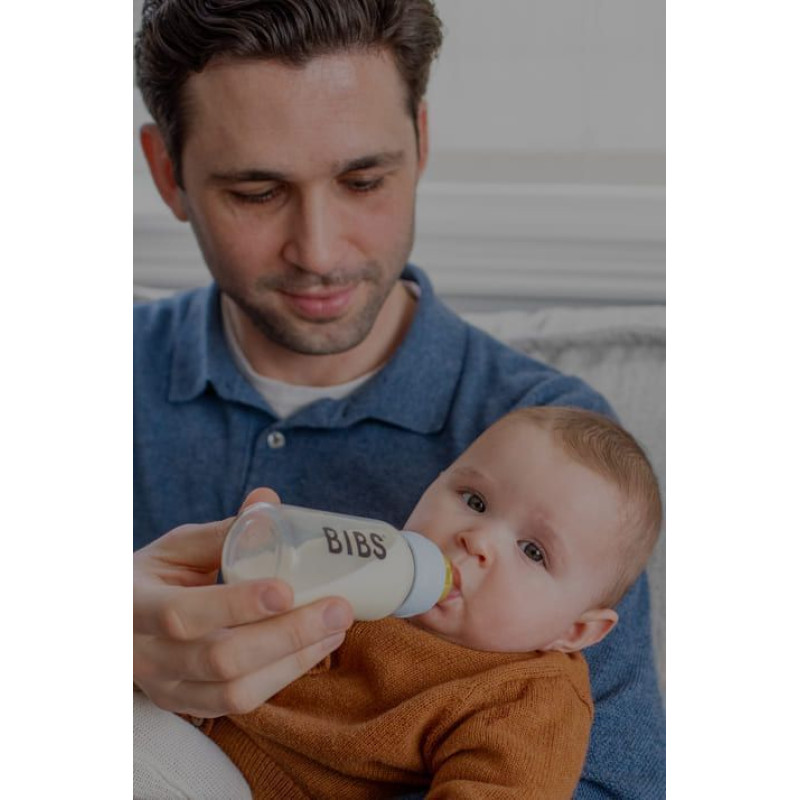 Скляна дитяча пляшечка BIBS Baby Glass Bottle повний комплект 225 мл – Blush