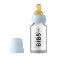 Скляна дитяча пляшечка BIBS Baby Glass Bottle повний комплект 110 мл – Baby Blue