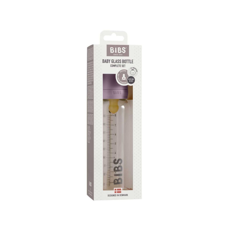 Скляна дитяча пляшечка BIBS Baby Glass Bottle повний комплект 225 мл – Mauve