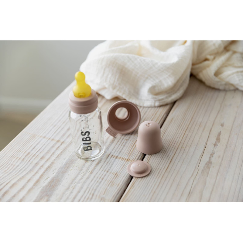Скляна дитяча пляшечка BIBS Baby Glass Bottle повний комплект 110 мл – Ivory