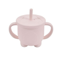 Силіконовий поїльник Пінгвін з трубочкою Cream pink