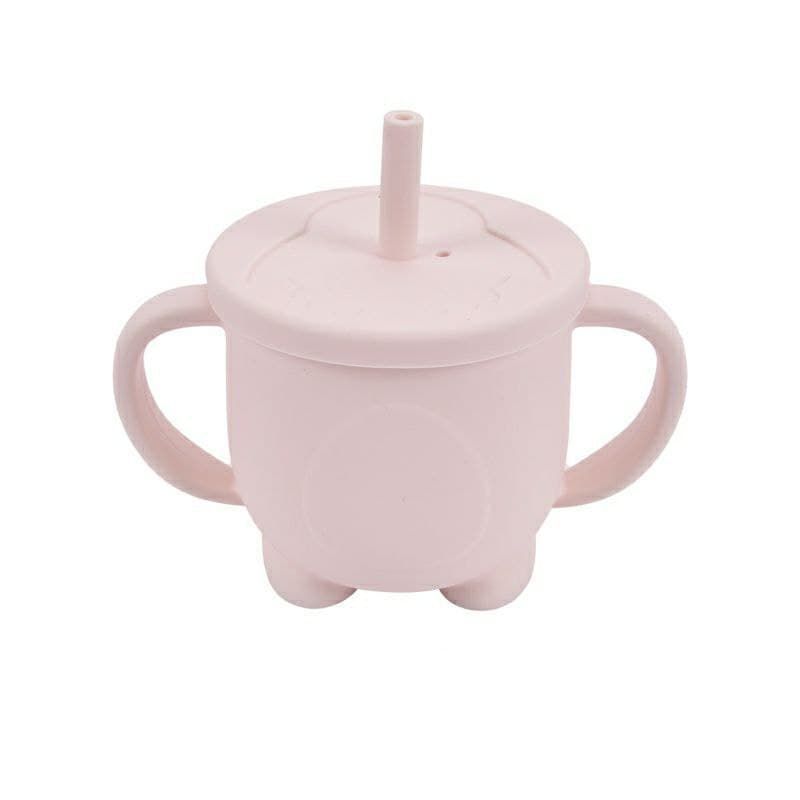 Силіконовий поїльник Пінгвін з трубочкою Cream pink