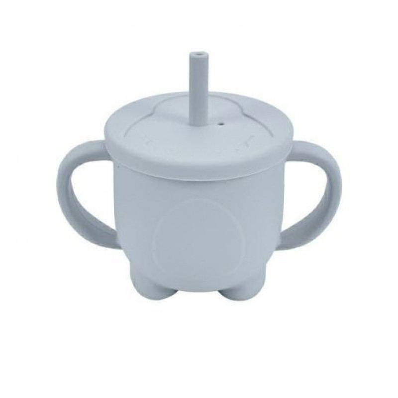 Силіконовий поїльник Пінгвін з трубочкою Light grey