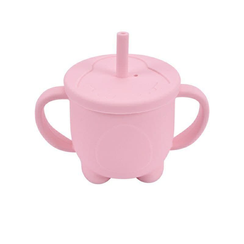Силіконовий поїльник Пінгвін з трубочкою Rose Quartz
