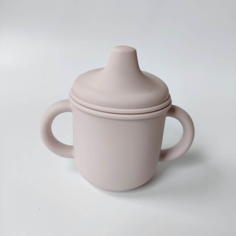 Силіконовий поїльник з ручками, кришкою та носиком Hushed Violet