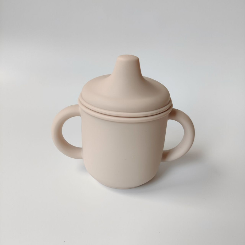 Силіконовий поїльник з ручками, кришкою та носиком Almond