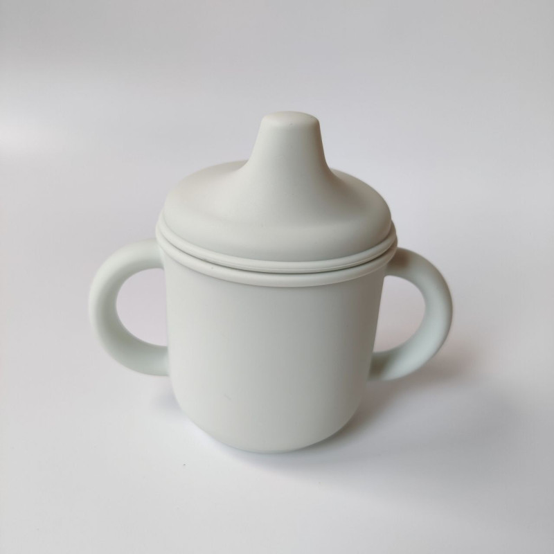 Силіконовий поїльник з ручками, кришкою та носиком Blue blush