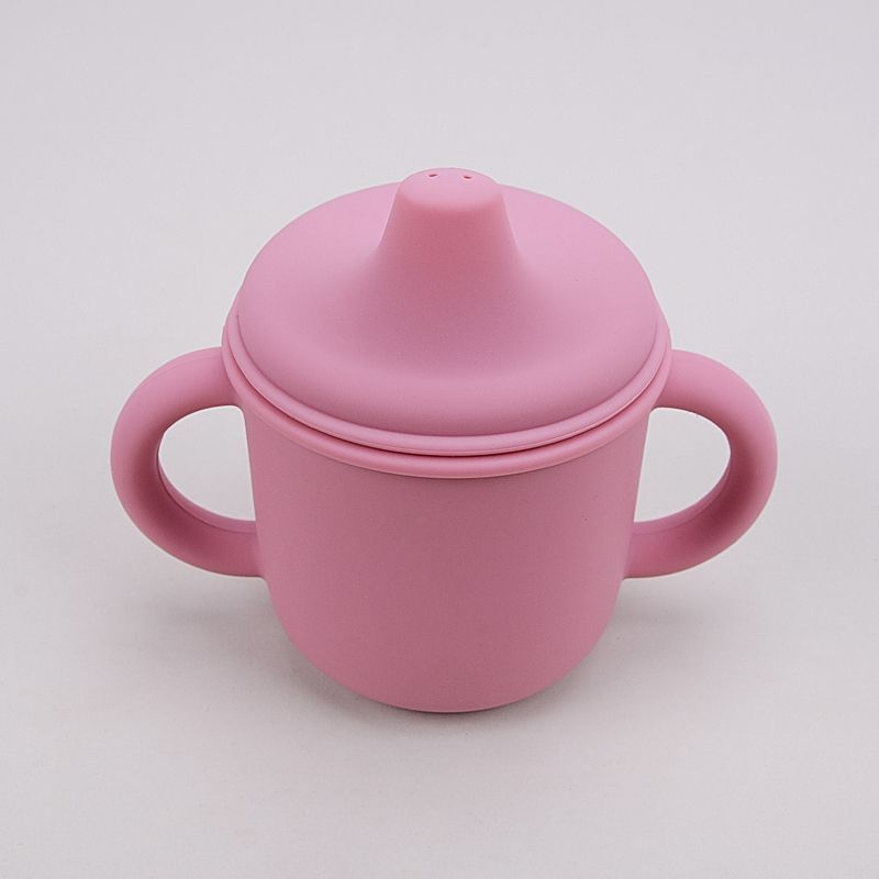 Силіконовий поїльник з ручками, кришкою та носиком Dusty pink