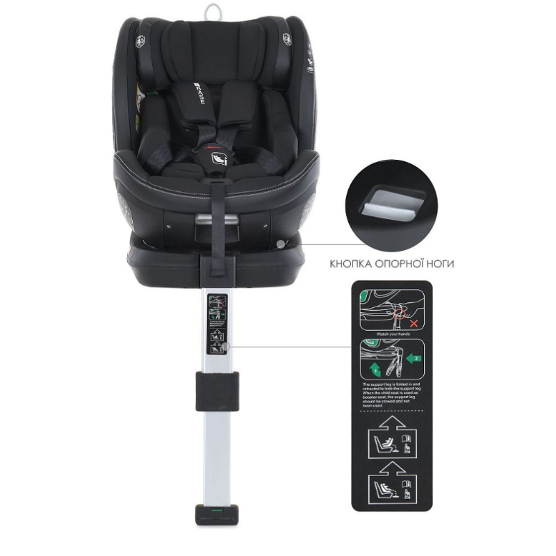 Автокрісло дитяче ElCamino ME 1109 i-BASE Jet Black