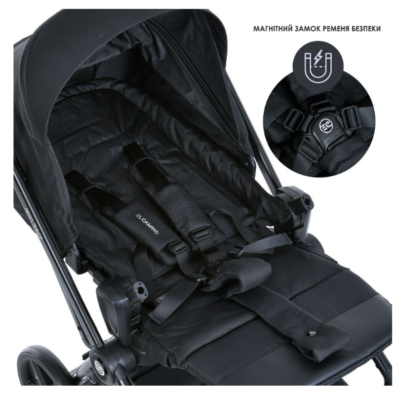 Коляска дитяча ElCamino ME 1138 SPIN 360 Black