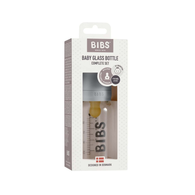 Скляна дитяча пляшечка BIBS Baby Glass Bottle повний комплект 110 мл – Mauve