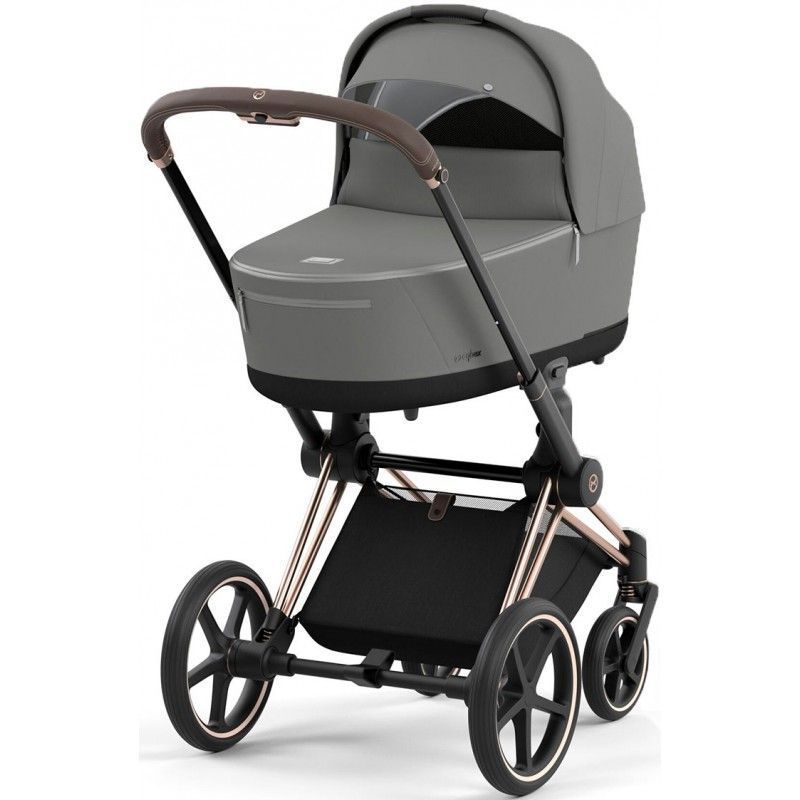 Коляска Cybex Priam шасі Rose gold + люлька Pearl Grey
