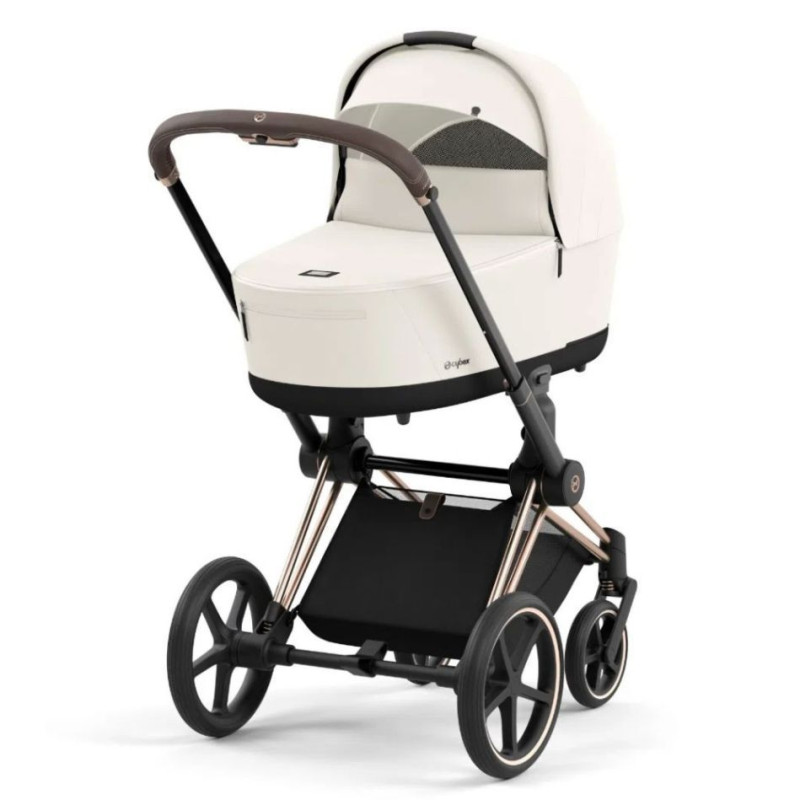 Коляска Cybex Priam шасі Rose gold + люлька Off White
