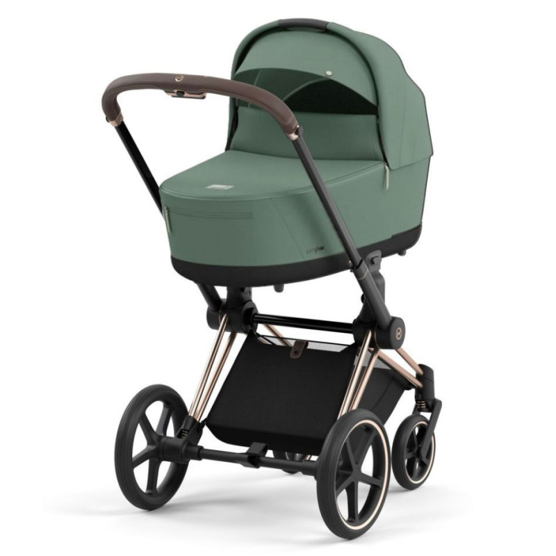 Коляска Cybex Priam шасі Rose gold + люлька Leaf green