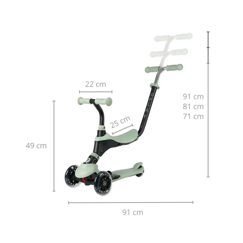 Самокат триколісний дитячий 5 в 1 QPlay Sema Pro Green