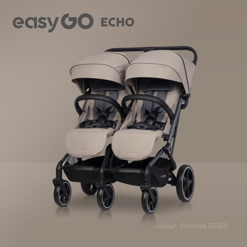 Коляска для двійні EasyGo Echo 2024 Beige