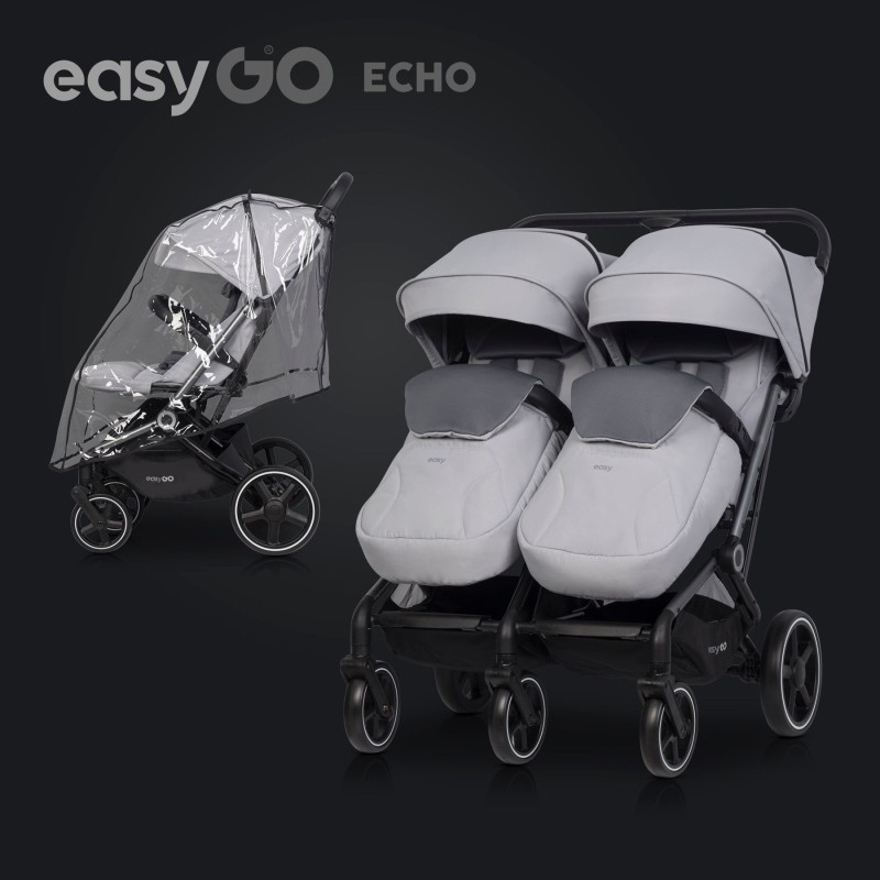 Коляска для двійні EasyGo Echo 2024 Grey