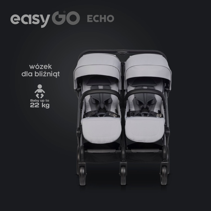 Коляска для двійні EasyGo Echo 2024 Grey