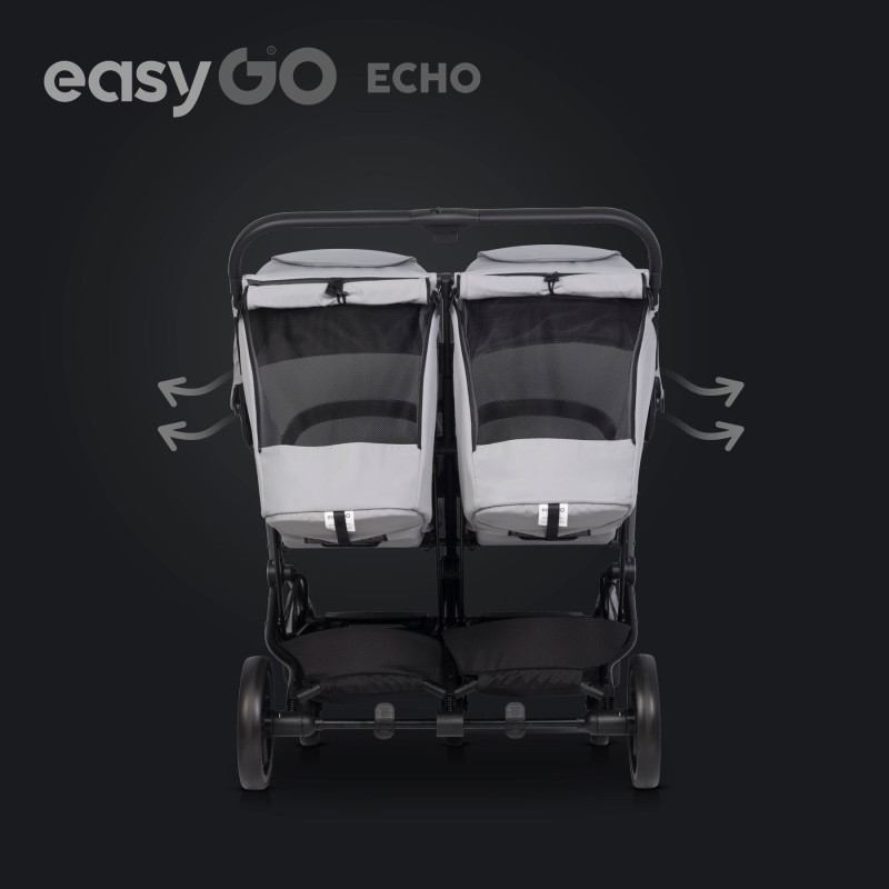 Коляска для двійні EasyGo Echo 2024 Grey