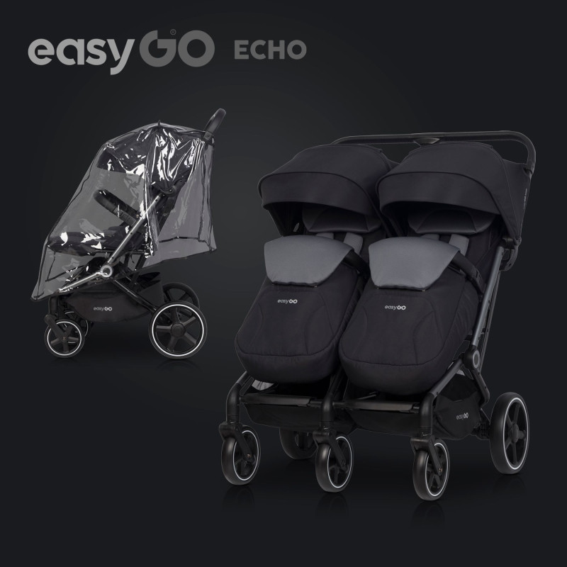 Коляска для двійні EasyGo Echo 2024 Black
