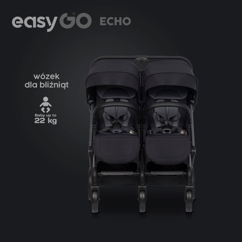 Коляска для двійні EasyGo Echo 2024 Black