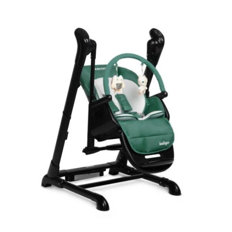 Стільчик для годування + качель 2 в 1 Caretero Indigo Black Green