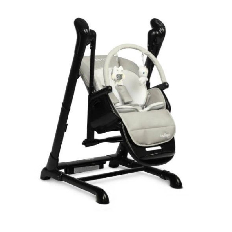 Стільчик для годування + качель 2 в 1 Caretero Indigo Black Grey