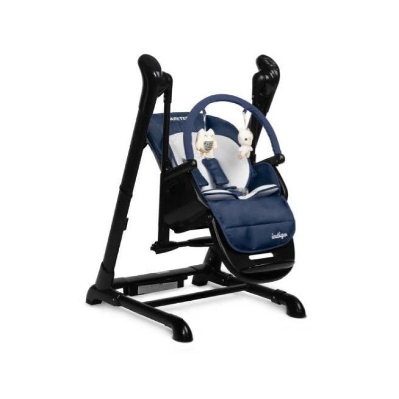 Стільчик для годування + качель 2 в 1 Caretero Indigo Black Navy