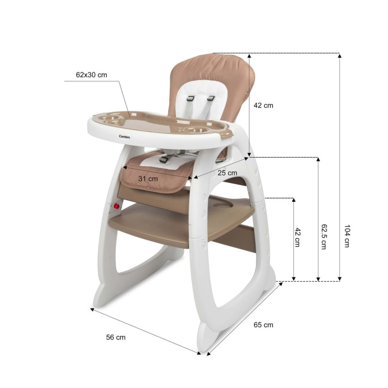 Стільчик трансформер для годування Caretero Homee Brown