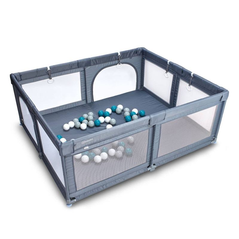 Ігровий манеж BabyGO Playpark з 48 кульками, сірий (7701)