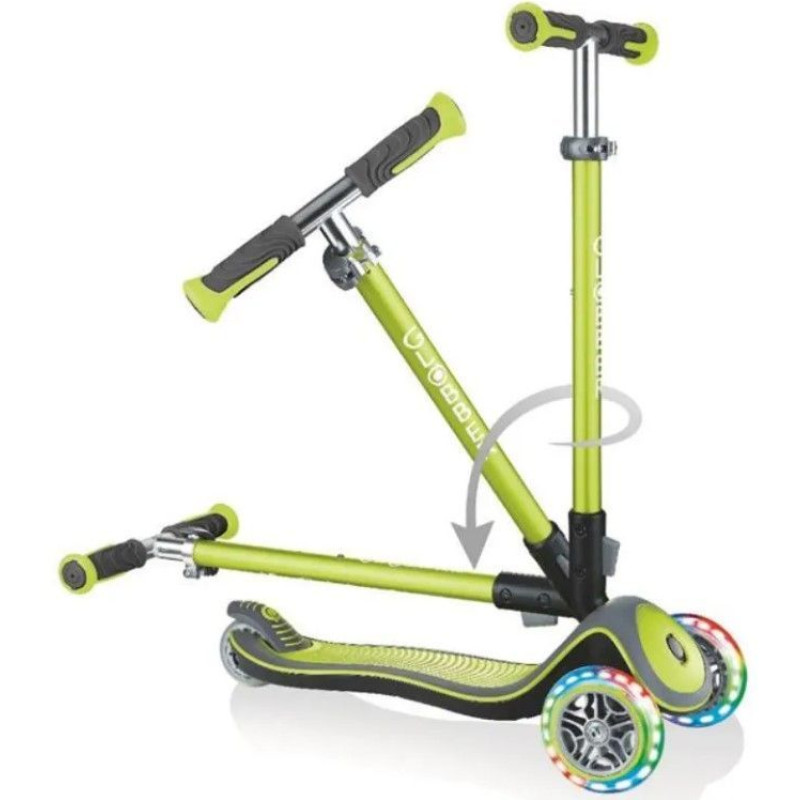 Самокат GLOBBER серії ELITE DELUXE зелений, колеса з підсвіткою, 50кг, 3+, 3 колеса