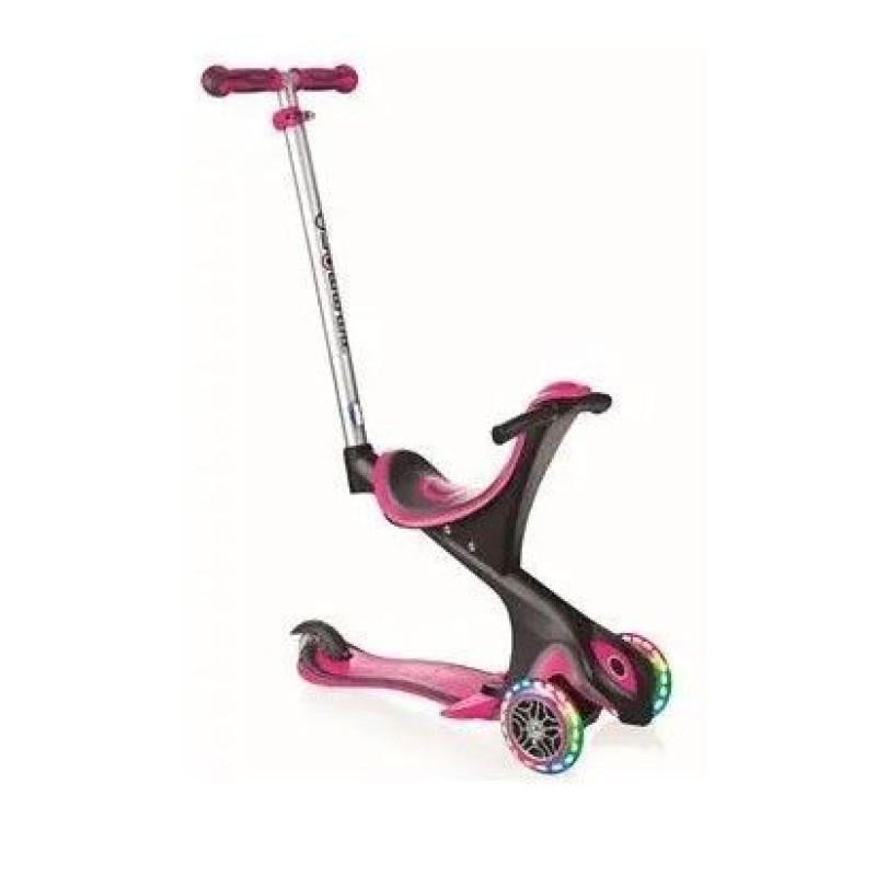 Самокат GLOBBER серії EVO COMFORT LIGHTS 5 в 1 рожевий, колеса що світяться, до 20/50кг, 1+