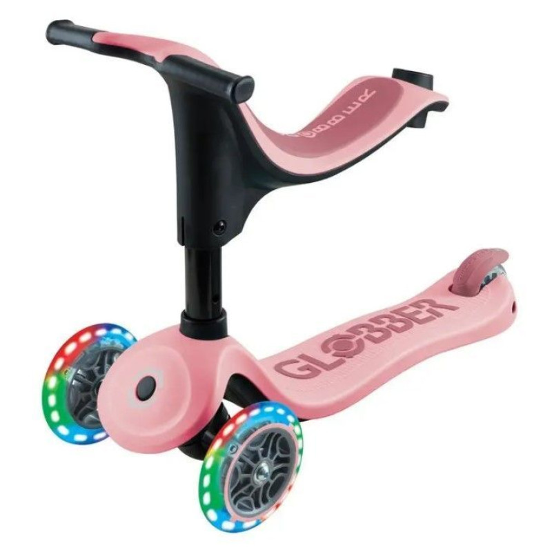 Самокат GLOBBER серії GO UP SPORTY пастельно-рожевий, до 20/50кг, 1+, колеса що світяться