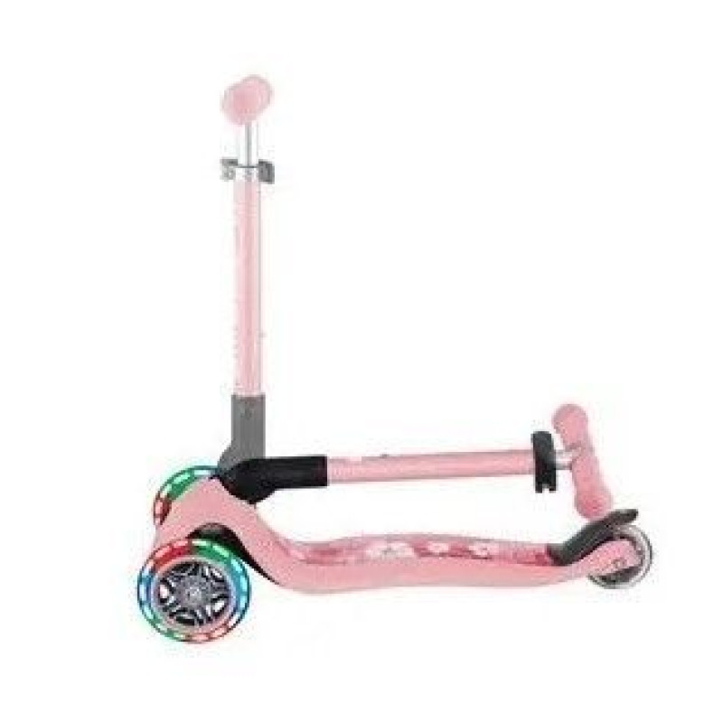 Самокат GLOBBER серії JUNIOR FOLDABLE FANTASY LIGHTS паст-рожевий з квітами, до 50кг,2+,3 колеса