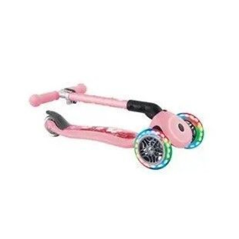 Самокат GLOBBER серії JUNIOR FOLDABLE FANTASY LIGHTS паст-рожевий з квітами, до 50кг,2+,3 колеса