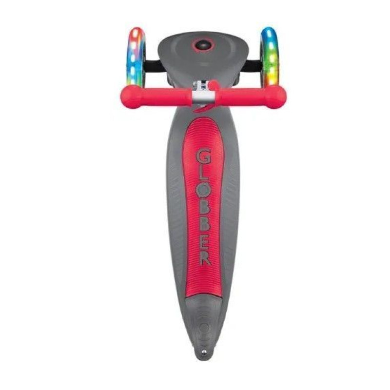 Самокат GLOBBER серії PRIMO FOLDABLE LIGHTS, сіро-червоний, колеса з підсвіткою, 50кг, 3+