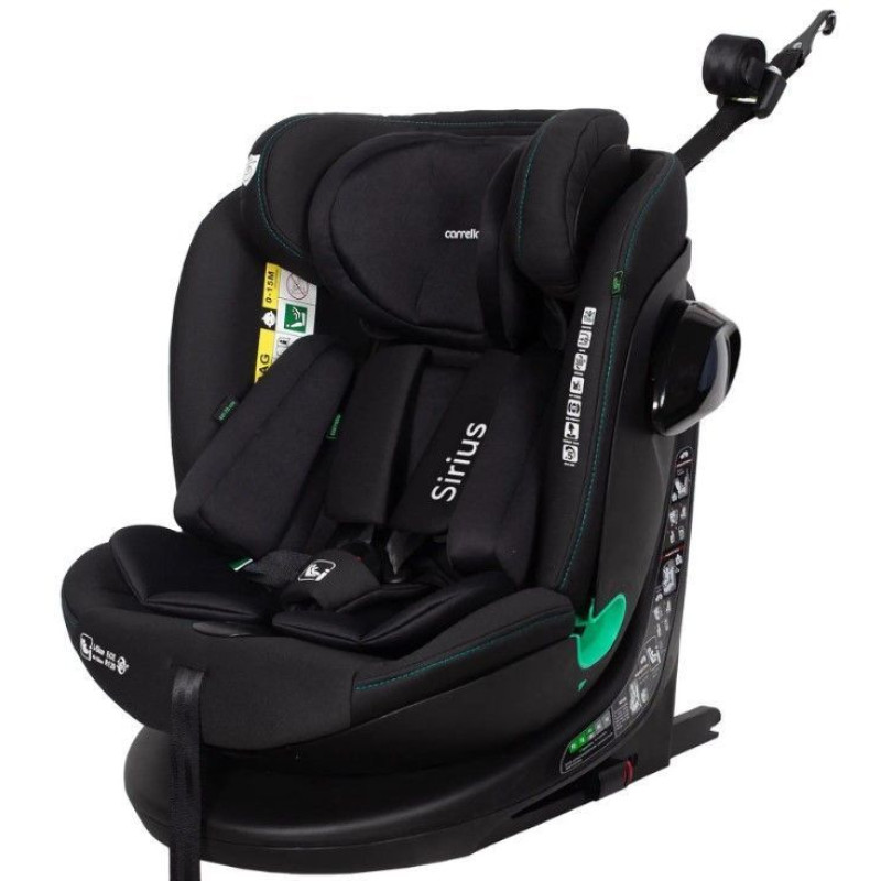 Автокрісло CARRELLO Sirius CRL-8808 Absolute Black i-Size 40-150см ISOFIX, поворот /1/