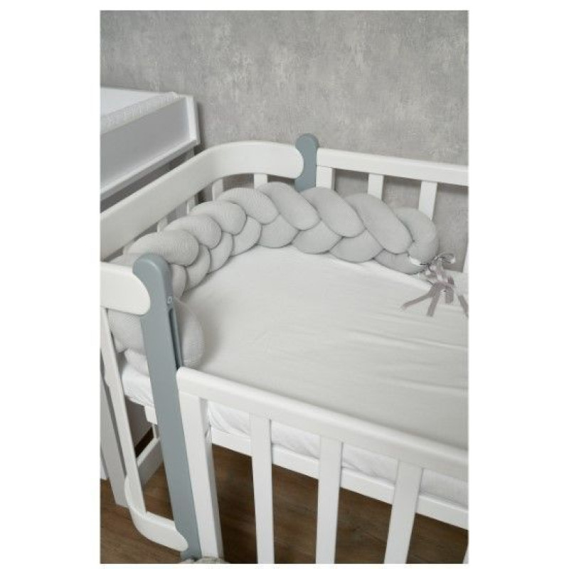 Бампер - косичка Twins 3-х прядна 120 см Ego 2020-K3-120E-10, grey, сірий