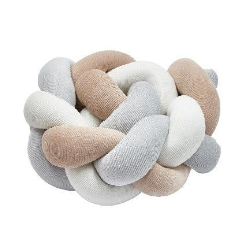 Бампер - косичка Twins 3-х прядна 120 см Ego 2020-K3-120E-1002, beige/ grey, сірий/беж