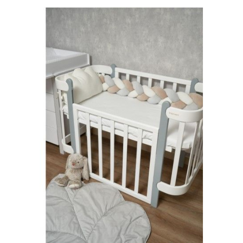 Бампер - косичка Twins 3-х прядна 120 см Ego 2020-K3-120E-1002, beige/ grey, сірий/беж